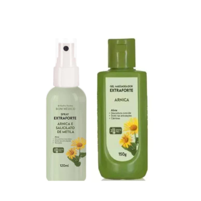 KIT BOM MEDICO ABELHA RAINHA SPRAY EXTRA FORTE 120ml+ GEL MASSAGEADOR EXTRA FORTE ARNICA150 g ABELHA RAINHA
