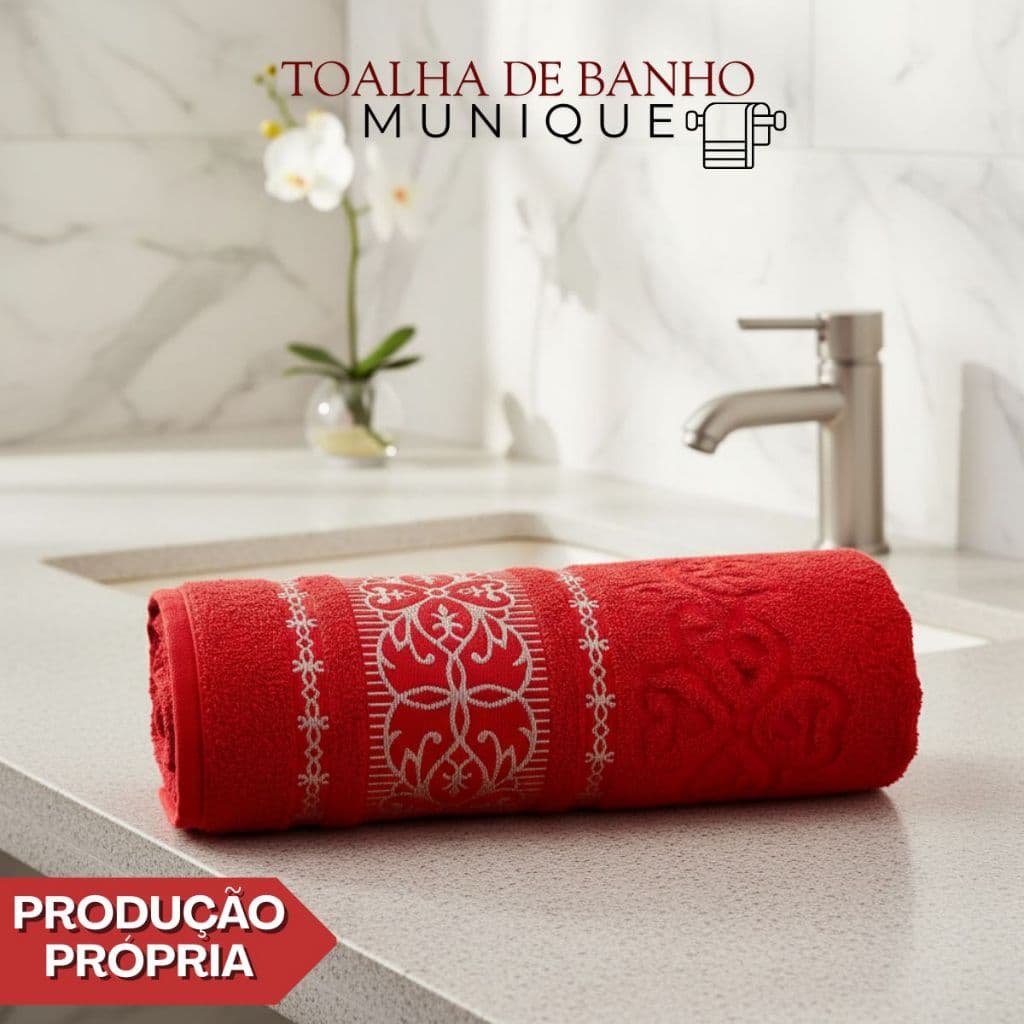 Toalha Banho Munique 100% Algodão Felpuda Jacquard Alta Absorção 400g