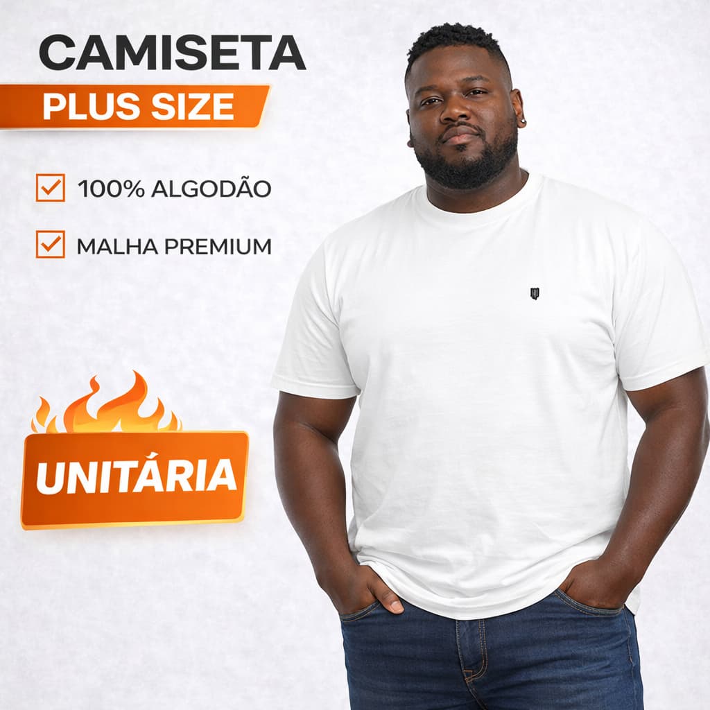 Camiseta Plus Size Masculina Algodão Premium Básica G1 G2 G3 G4
