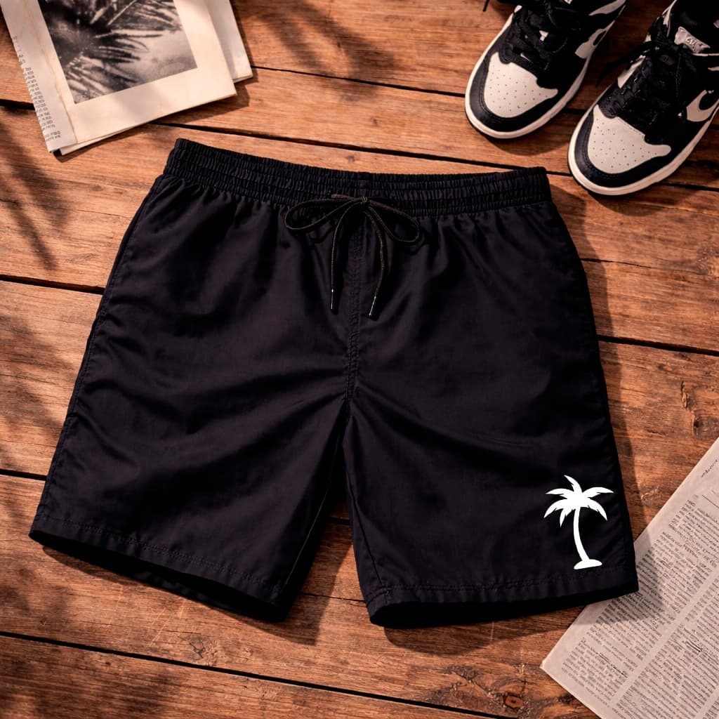 Short Masculino Bermuda Mauricinho Palmeira Minimalista Praia Casual Estilo Premium Esportivo Tactel
