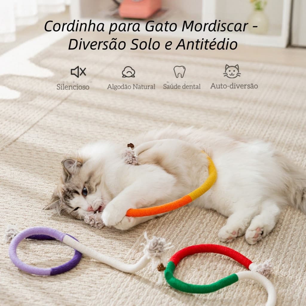 Brinquedos Interativos De Mastigar Gatos De Algodão Para Limpeza Dos Dentes , De Corda De Grama De Gato Interior Moer Os