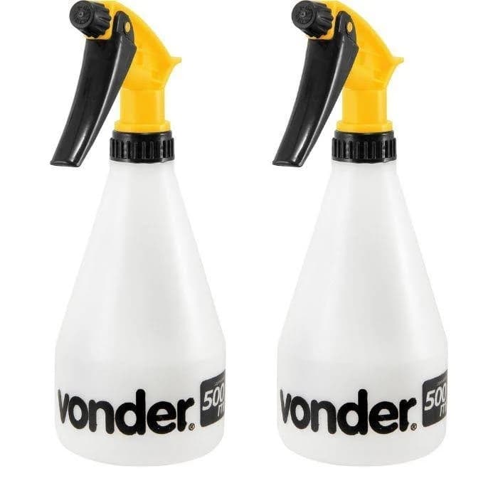 Kit Pulverizador Manual Vonder 500ml Borrifador Pequeno Branco Jato Regulável