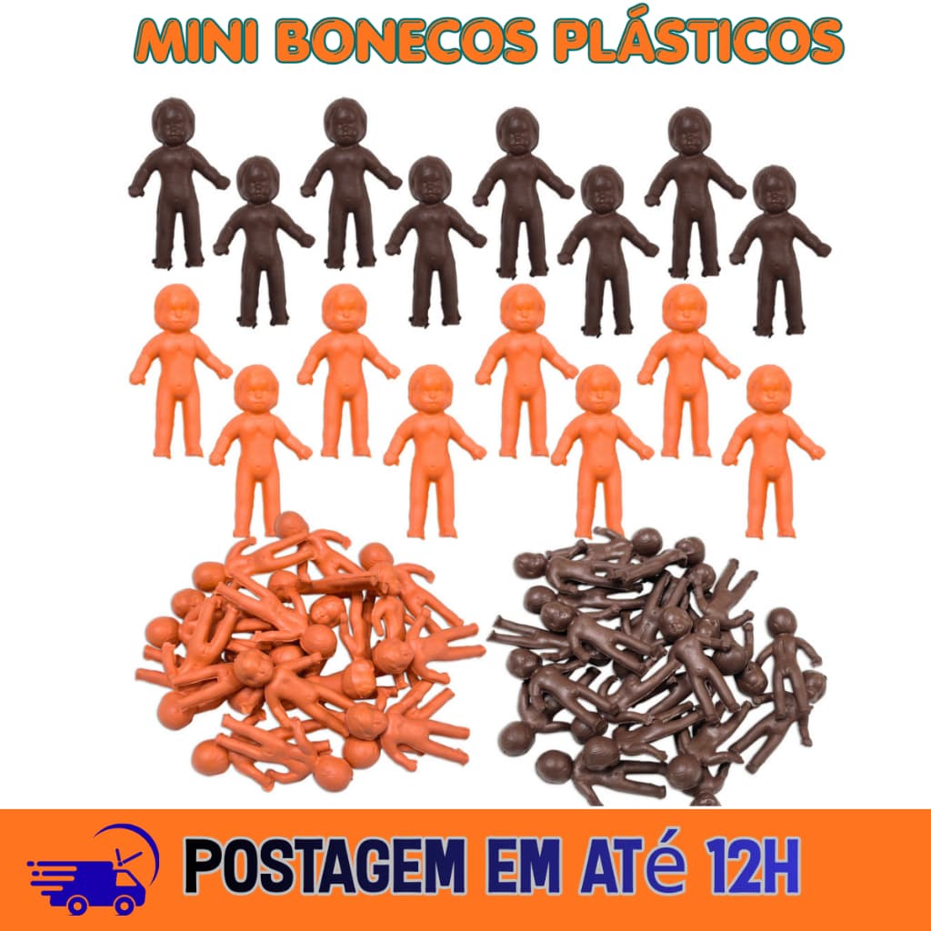 Kit 0Mini Bonecos Pelado Para Sacolas Surpresas Brinquedo Para Lembrancinha Maquetes, chá de bebê - Xaxá -