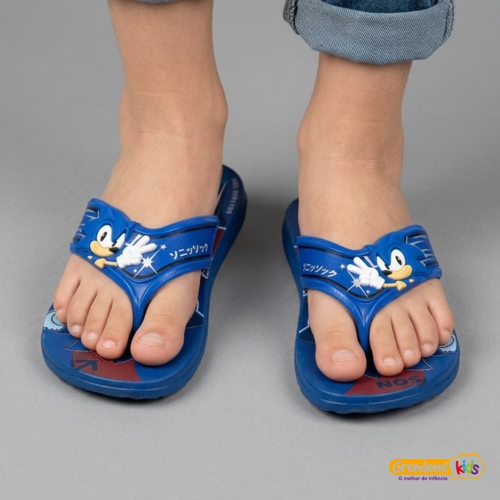 Chinelo de Dedo Infantil Grendene Sonicc Menino 23429 Leve Confortável Estiloso Antiderrapante