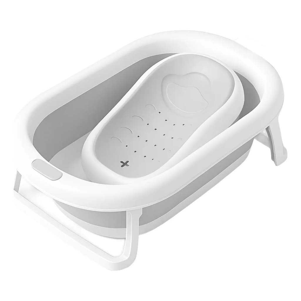 Kit Banheira Dobrável 2 em 1 Bebê até 44 Litros Com Encosto Portátil Plástico e Borracha Pipdip