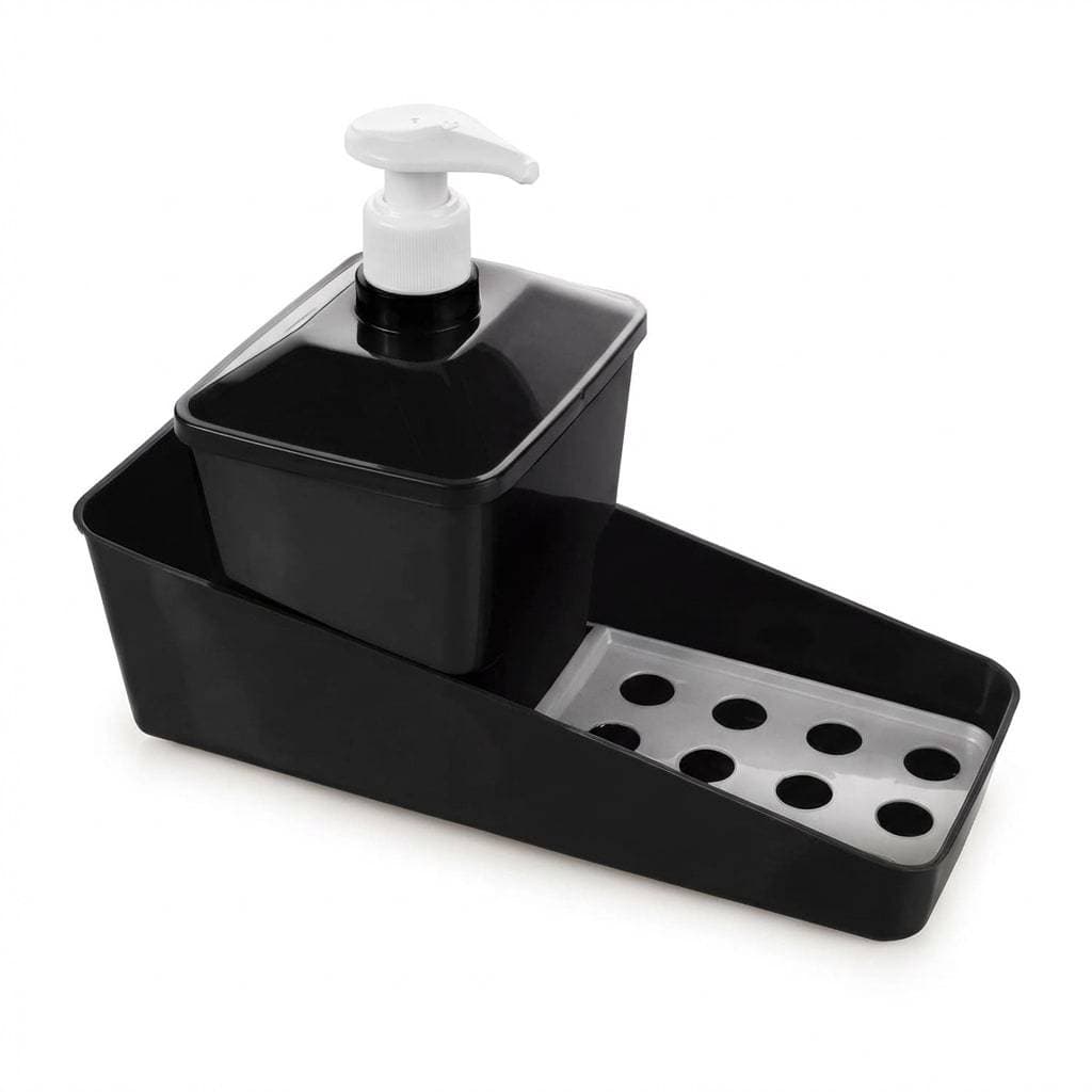 Dispenser Porta Detergente Prático Com Suporte Para Esponja Plástico Organizador De Pia