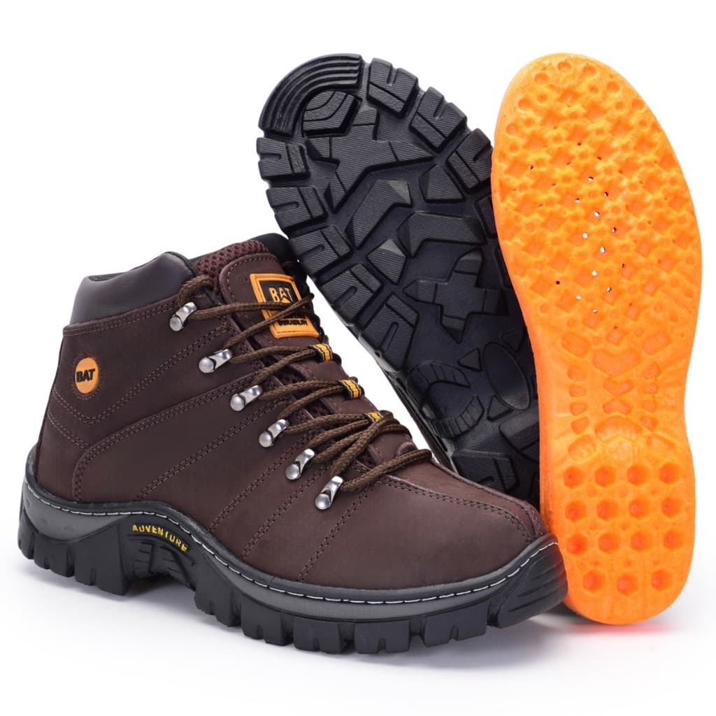 Bota Adventure Macia Palmilha Em Gel Conforto Couro Legitimo Café Marrom Fosco Trilha Masculina Unissex