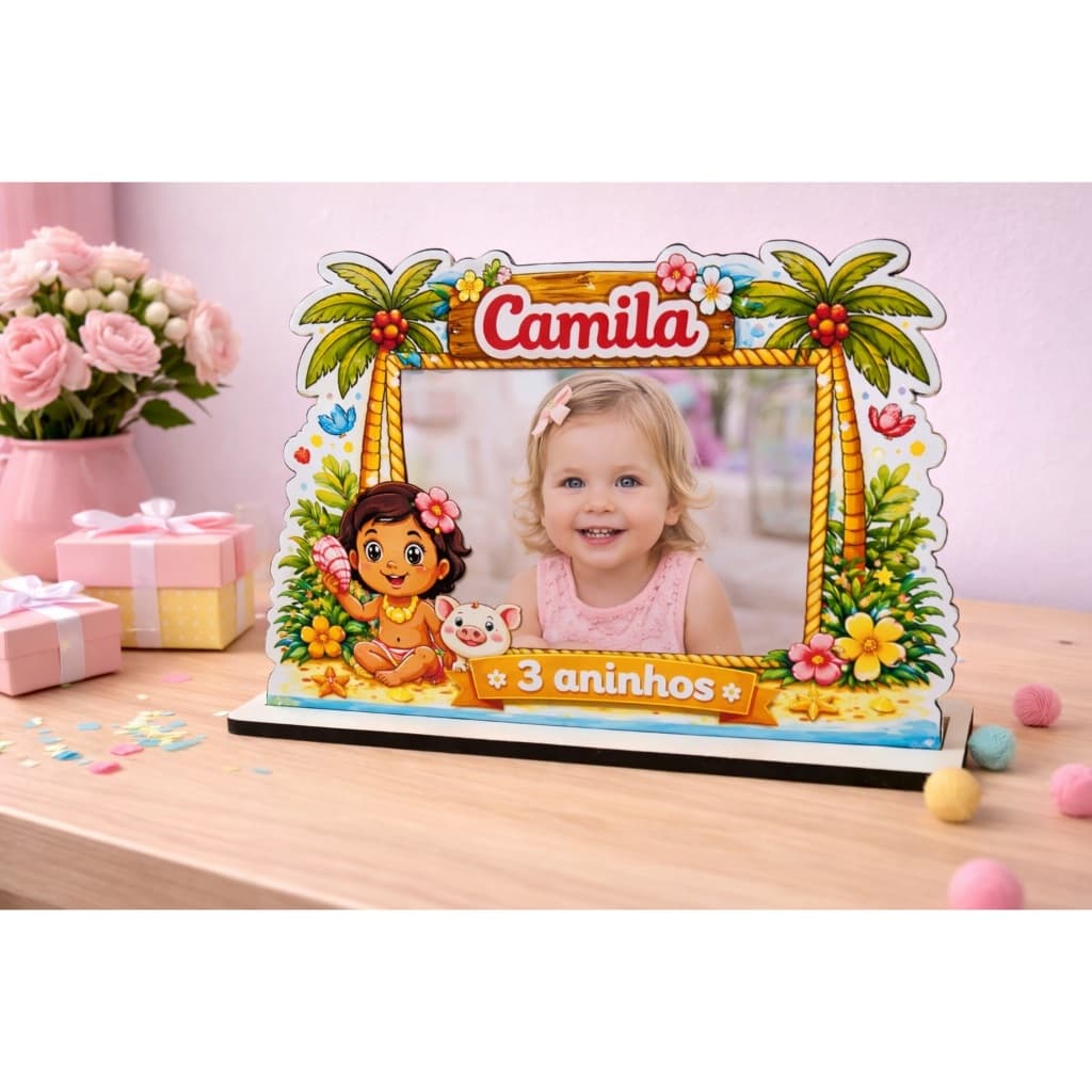 Kit 30 Porta Retrato 10x7 Lembrancinha Tema Moana Baby Mdf