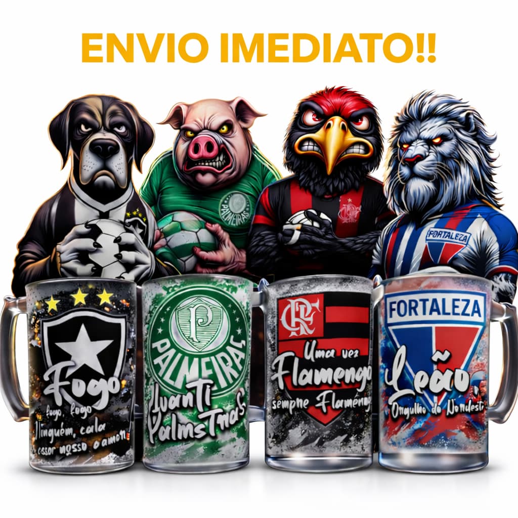 Caneca de Chopp 470ML Times Brasileiros - Vidro Jateado Fosco ENVIO IMEDIATO