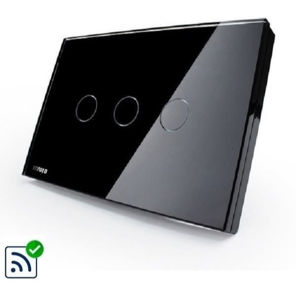 Interruptor Touch Screen Livolo Rf 3 Vias Entrada Controle - Preto