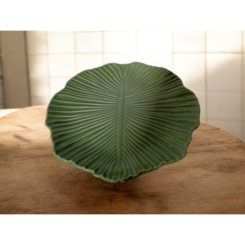 Travessa Prato Redonda Formato Folha de Bananeira 2 LINHA Em Porcelana Para Frutas Petiscos Perfeito Para Mesa Posta