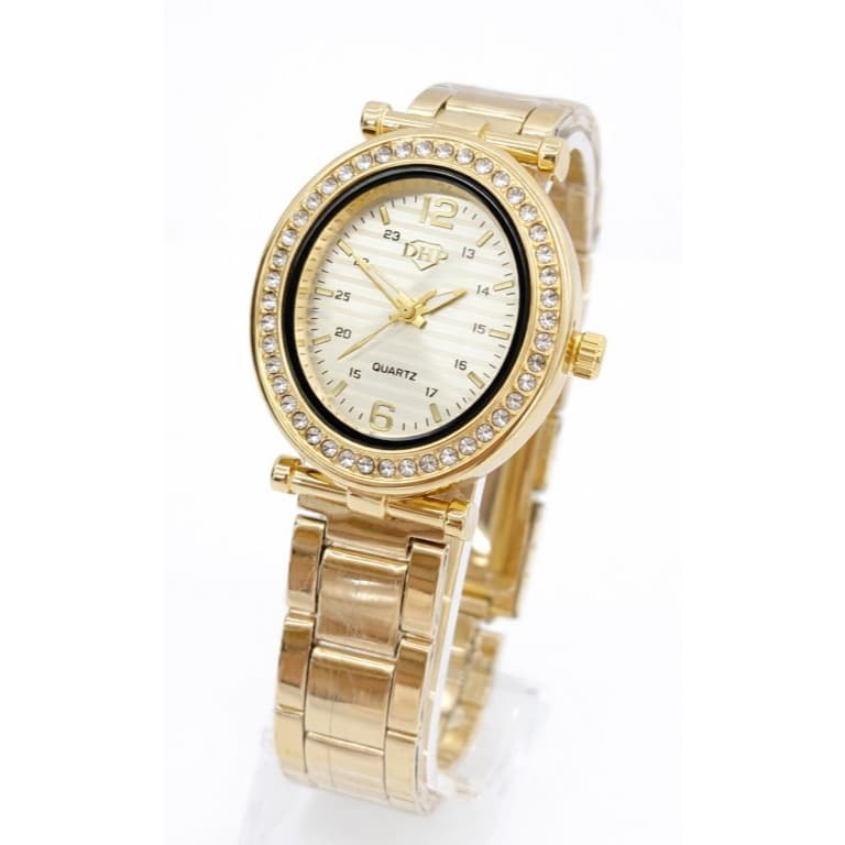 Relógio Luxo DHP Strass Oval Virginia Bateria 377 À prova d’água Vintage Clássico Presente Mulher