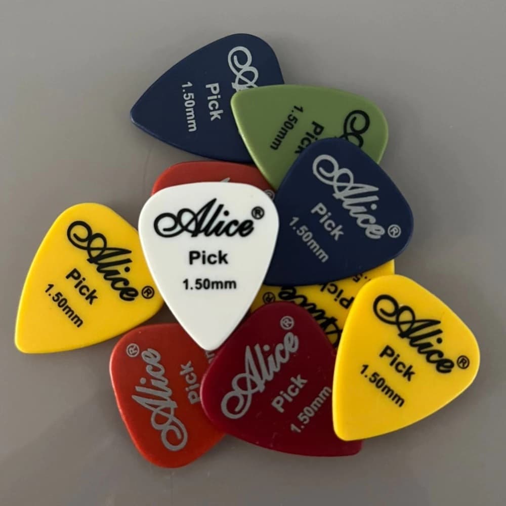 Kit com 10 Palhetas Alice 1.50mm para Guitarra, Violão, Ukulele, Cavaco, Baixo,  Instrumentos de CordasTam 1.5mm Abs