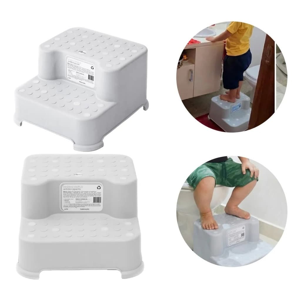 Escadinha Assento Redutor de Vaso Pia Infantil com Antiderrapante Banheiro Cozinha 2 Deagraus