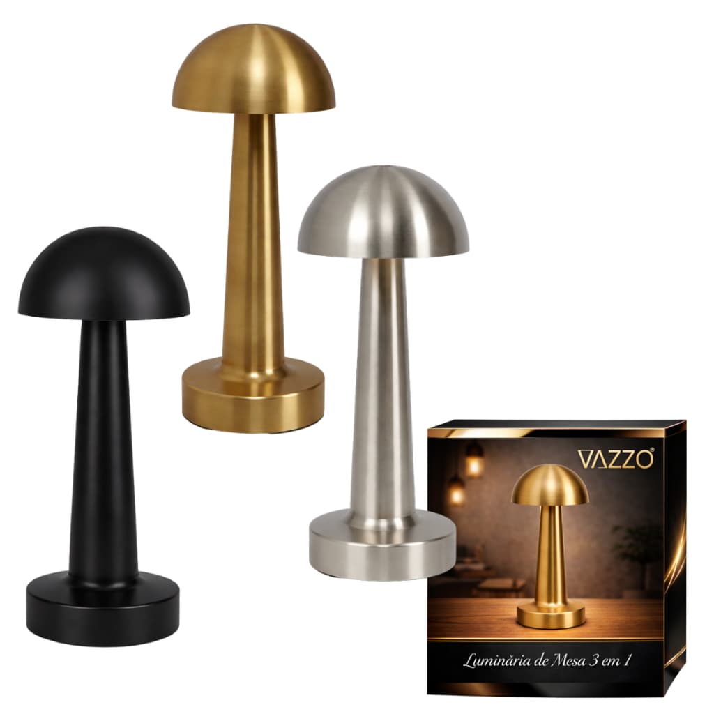Luminária Abajur Cogumelo 5v 3 em 1 Modermo Bivolt USB Sala Quarto Vazzo