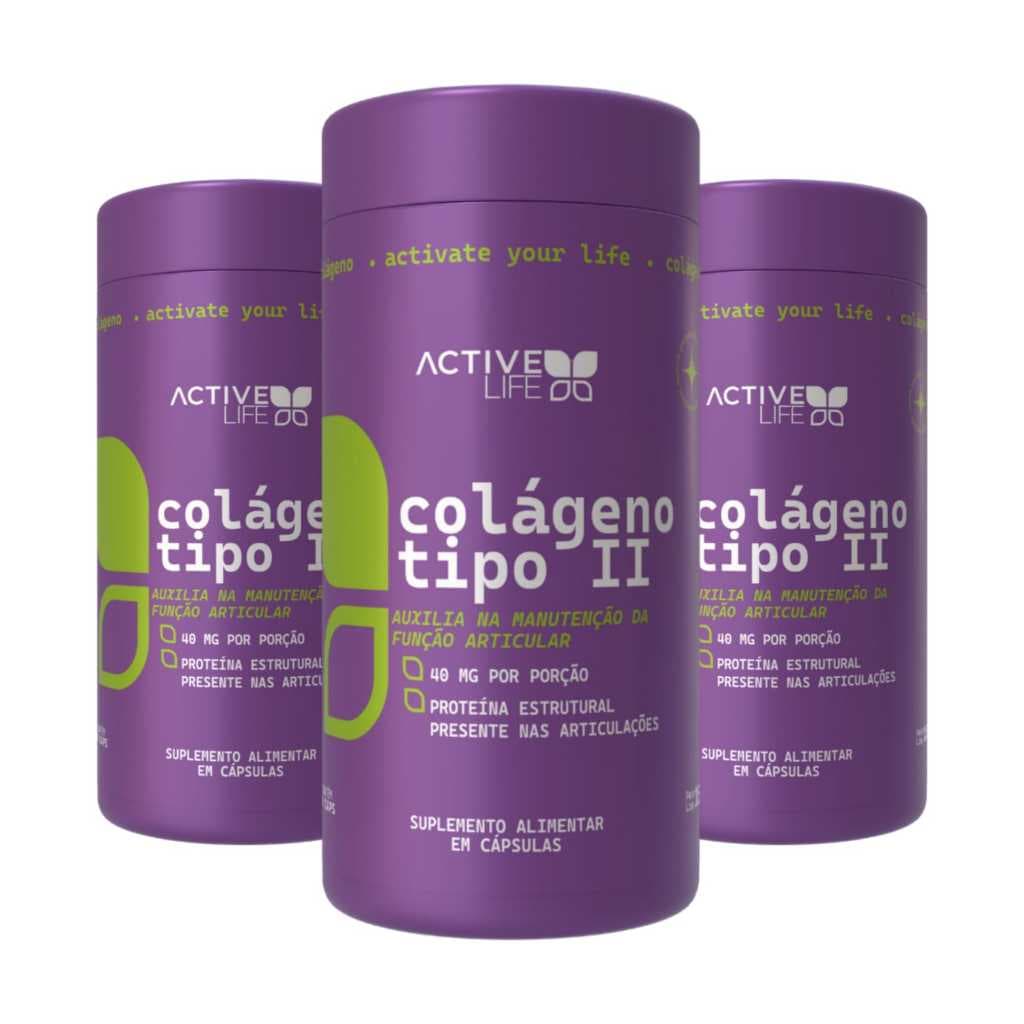 Kit 3 Colageno Tipo 2 Auxilia na Manutenção Articular 30 caps Active Life