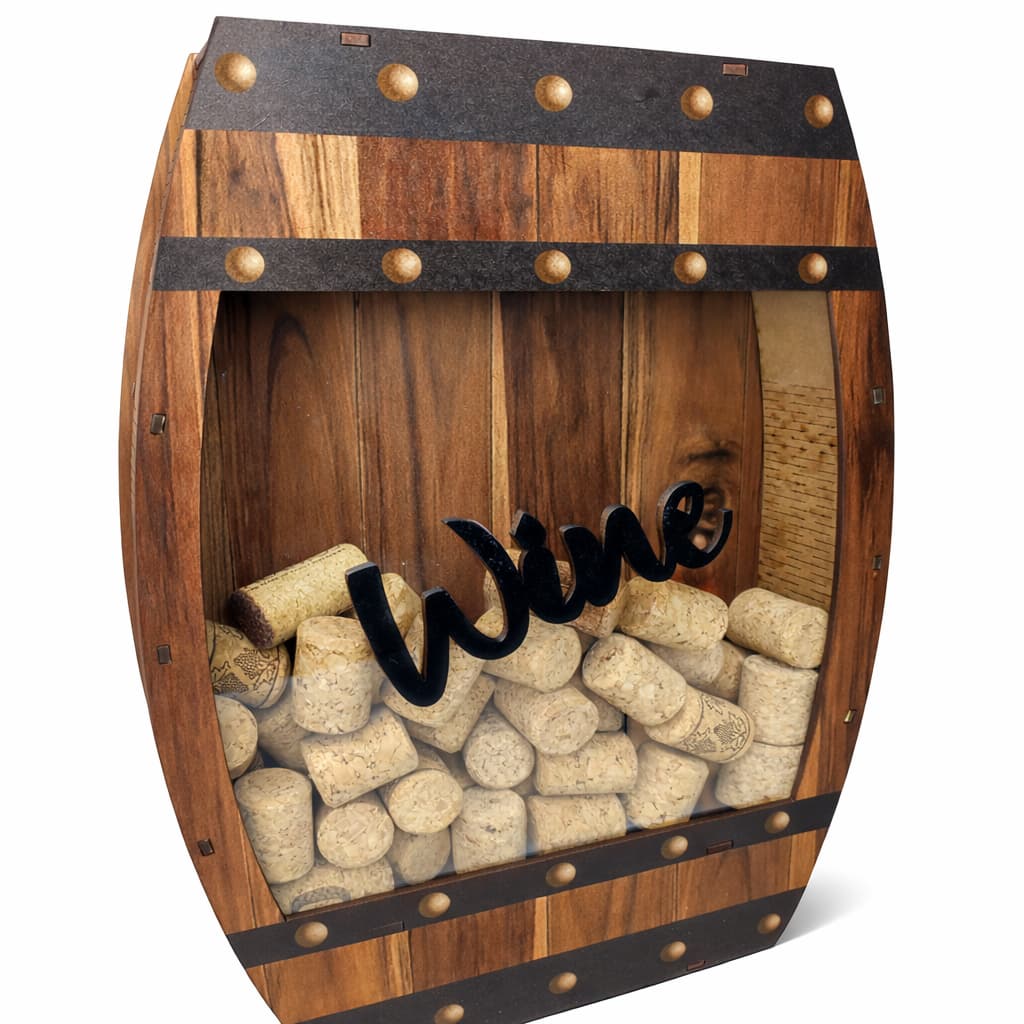 Porta Rolhas Barril Decorativo MDF com Visor em Acrílico Grife de Boteco