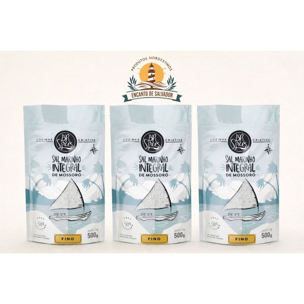 Kit Sal Marinho Fino Integral de Mossoró 3 de 500g cada