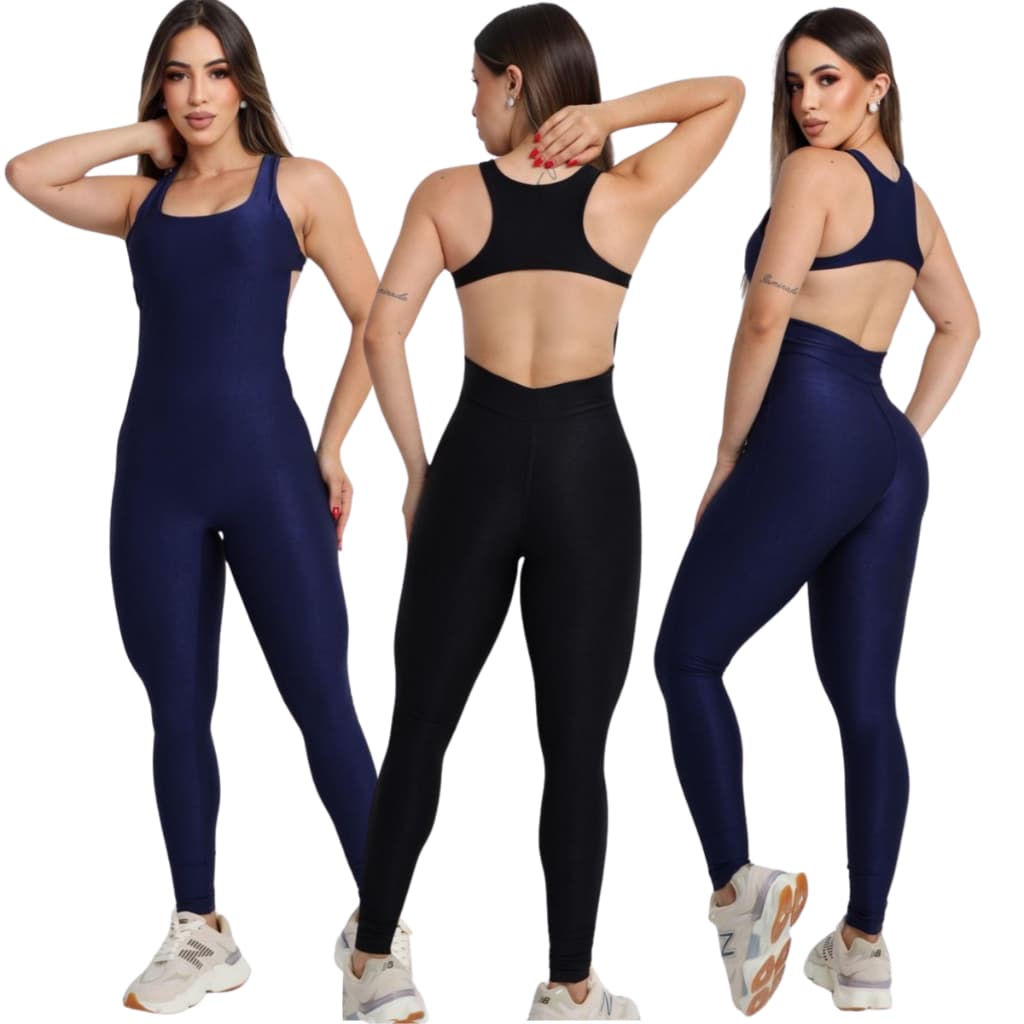Macacão Fitness Feminino Costas Abertas Academia Treino Luxo