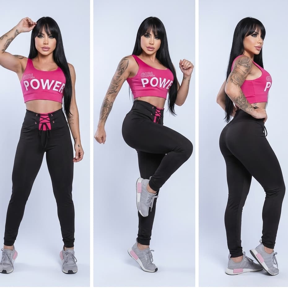 Conjunto de Academia Feminino Calça Legging Feminina Top Fitness
