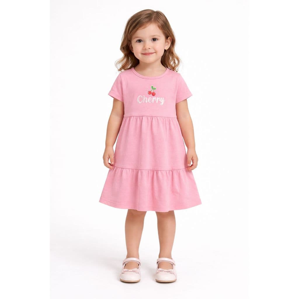 Vestido Três Babados Com Manga Confortável Cherry - JD Kids - 3845