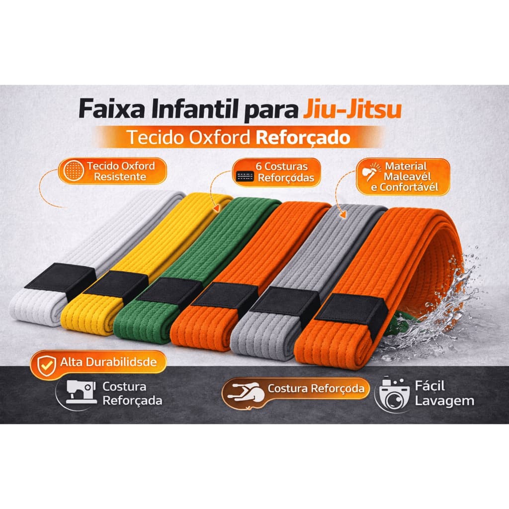 FAIXA JIU JITSU INFANTIL TECIDO OXFORD