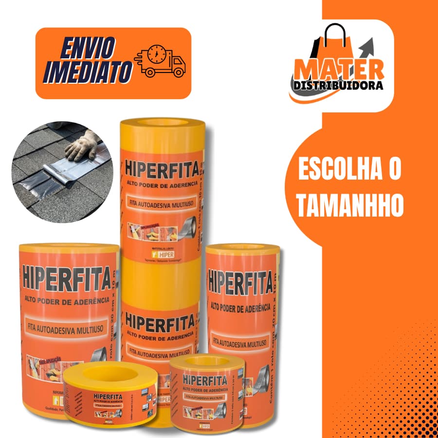 Fita Manta Asfáltica Adesiva Hiperfita Telhado Rufo Laje Anti Goteira Várias Medidas
