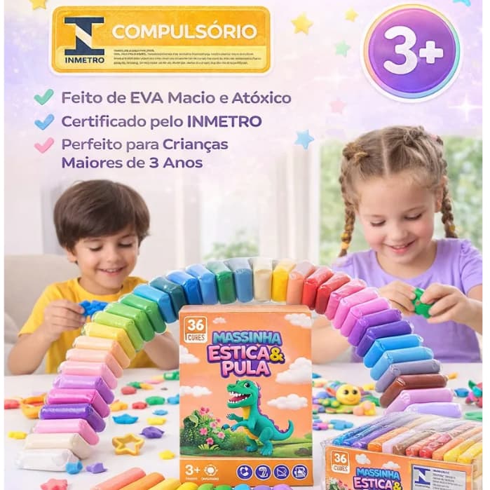 Massinha de Modelar Kit 12/24/36 Cores Brinquedo SIime Infantil Estimula Criatividade da Criança