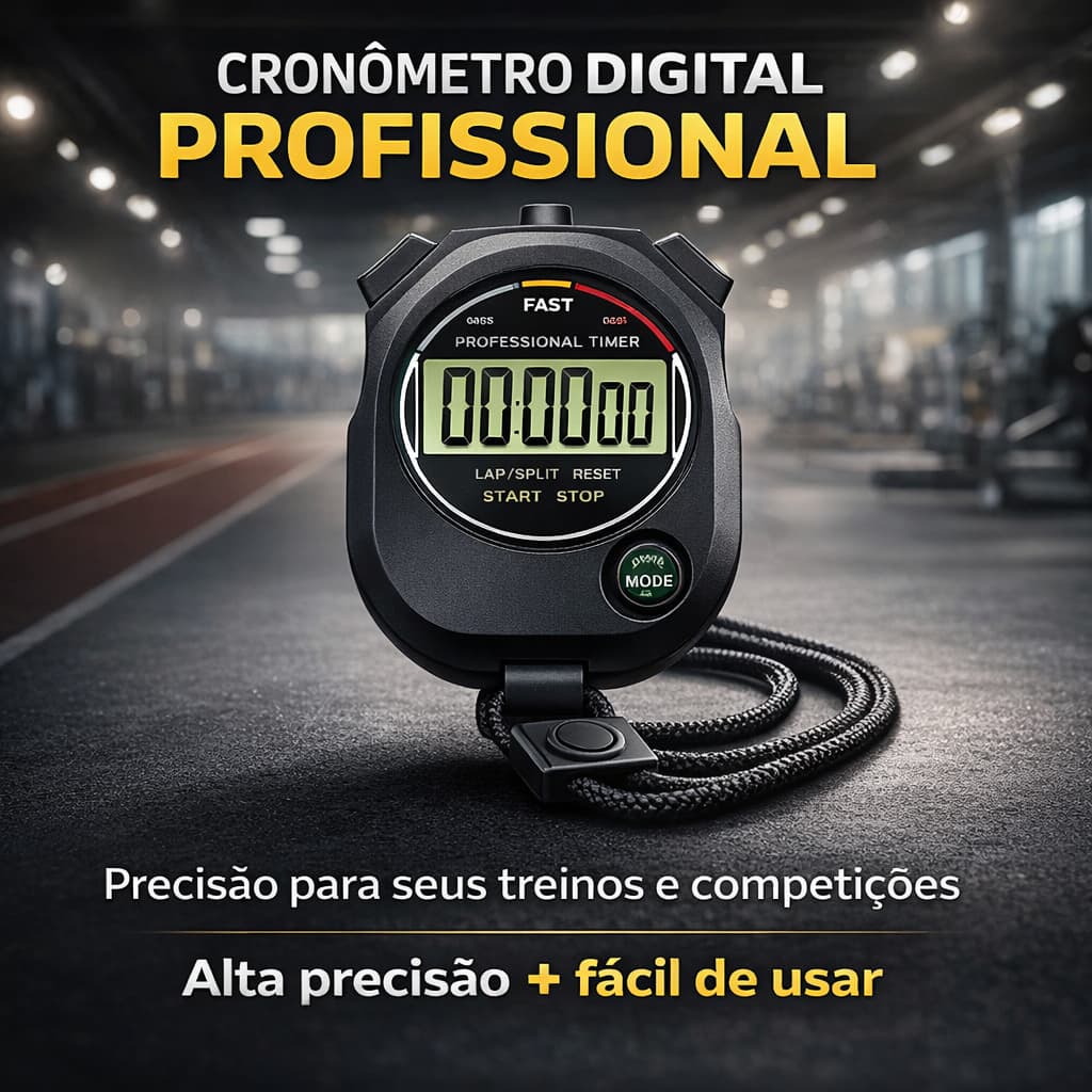 Cronômetro Digital Esportivo Função Relógio Alarme Calendário Bússola Cor preto