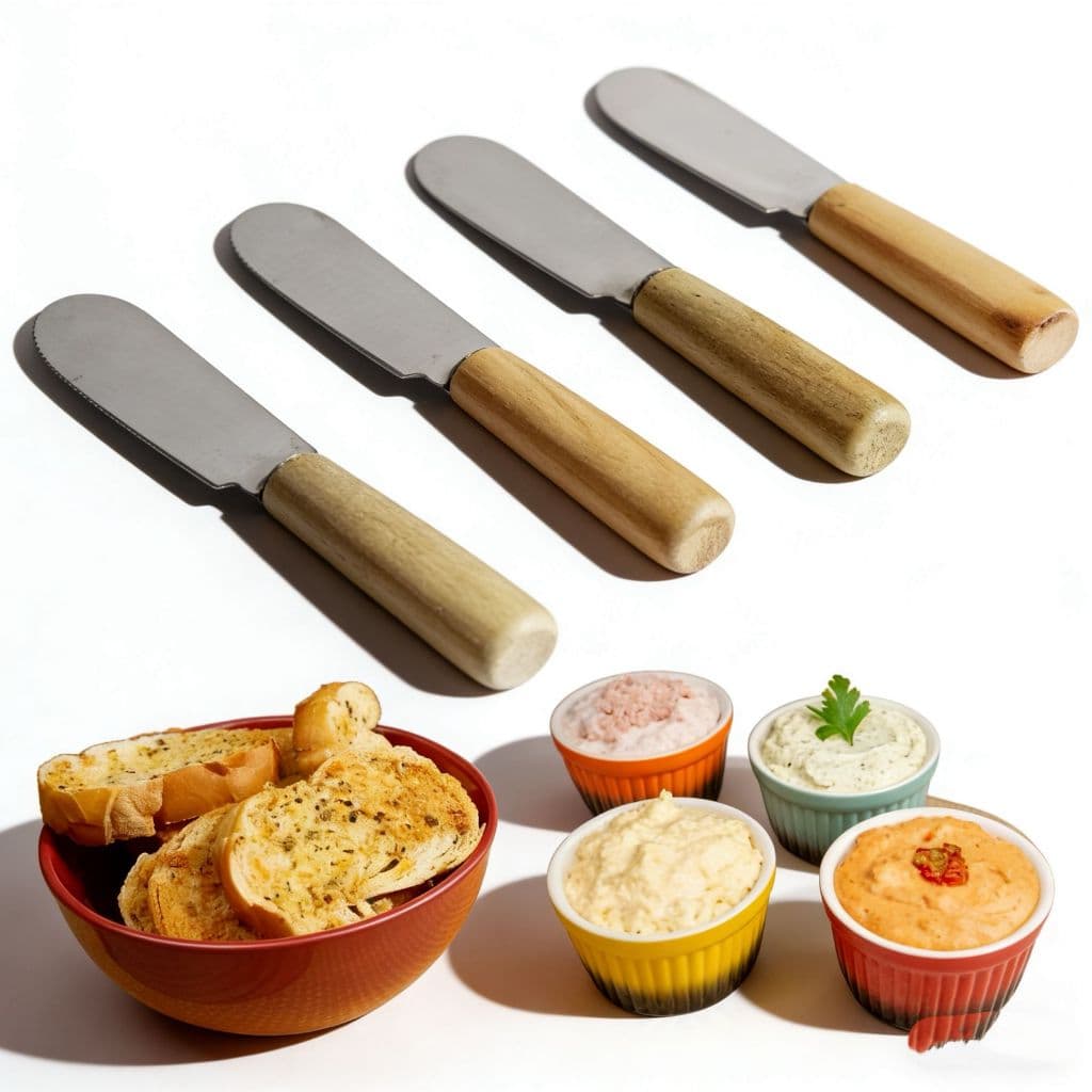 ESPATULAS DE INOX COM CABO DE MADEIRA (4 PCS) kehome