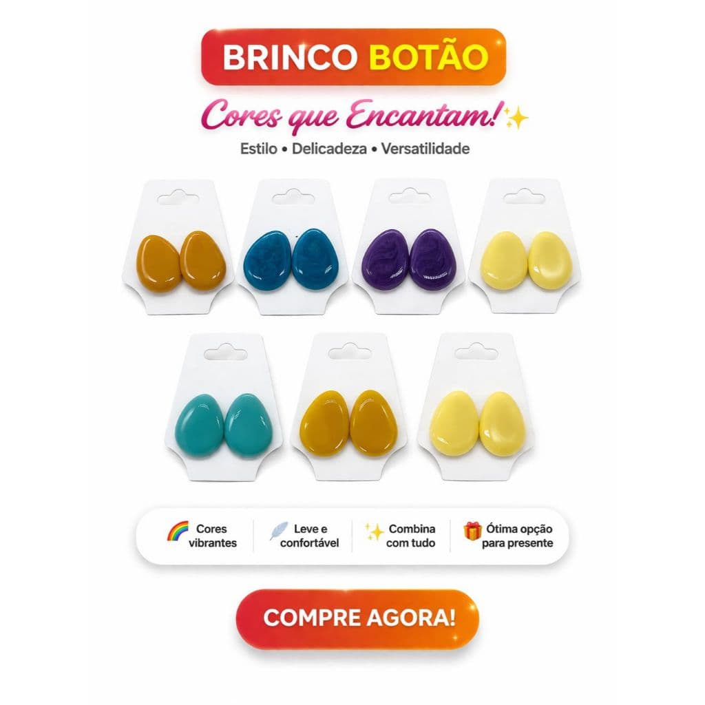 1 Unidade sortida Brinco Botão Gota Colorido – Estilo, Delicadeza e Versatilidade! ✨