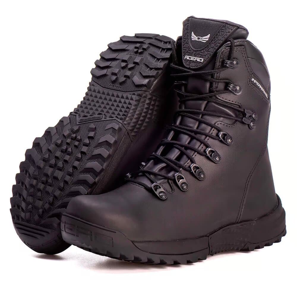 Coturno Bota Impermeável Acero Apache Motoboy Motociclista Segurança Antiderrapante Couro Legítimo Bota Top Trilha Lazer