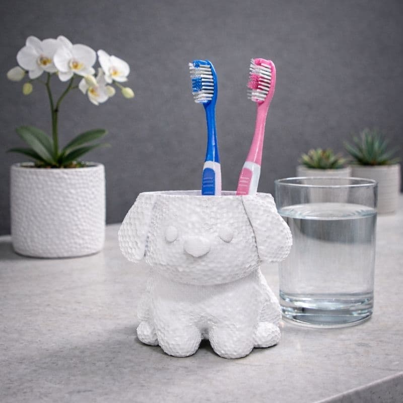 Porta Escova de Dente Criativo Doguinho Fofo | Organizador de Banheiro Decorativo Moderno