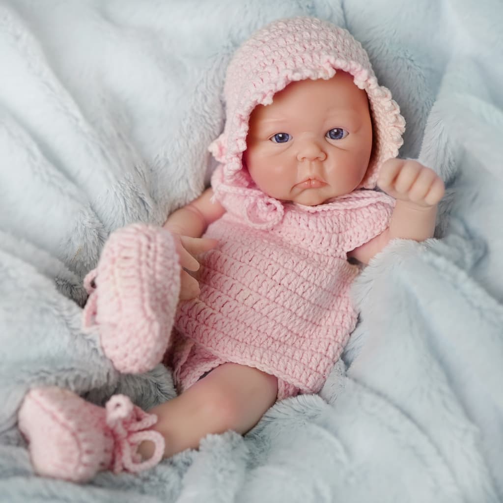 35cm Boneca Reborn Bebê Realista Silicone Solido Olho Azul MENINA