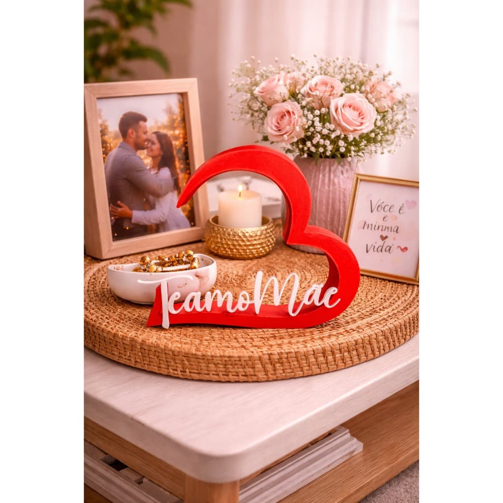 Coração Decorativo Personalizado 3D Presente Dia das Mães