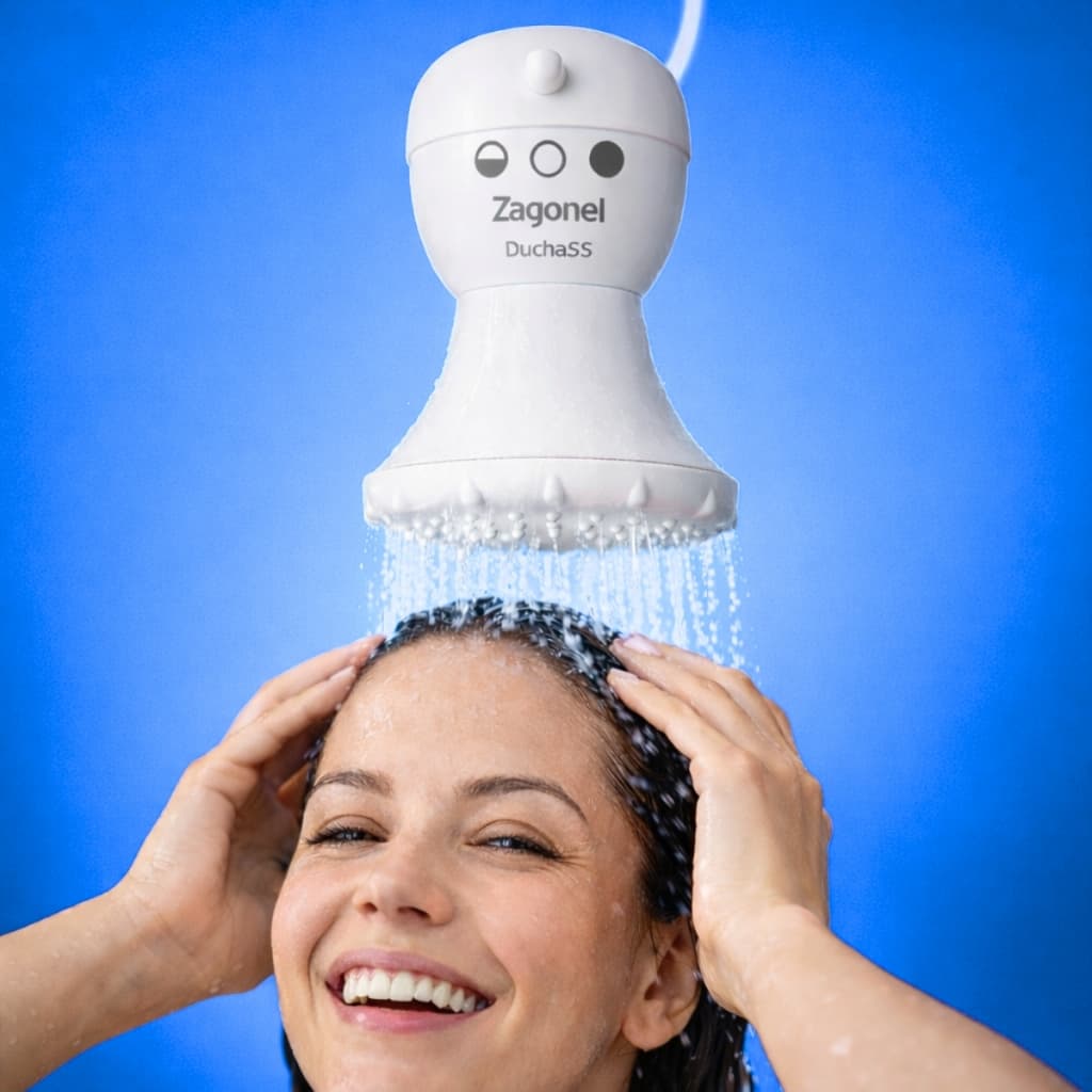 Ducha Chuveiro Duchinha SS 3 Temperaturas Zagonel Branco Pequeno Economico Moderno Alta Vazão Quente
