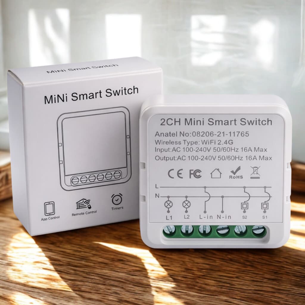 Mini Interruptor Inteligente 2 Canais Wifi Tuya Smart B202
