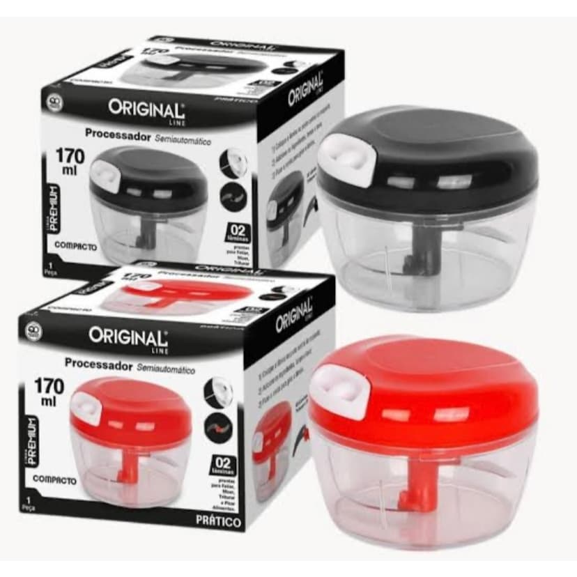 Processador Manual de Alimentos 170ml com Lâminas Inox para Cortes Precisos
