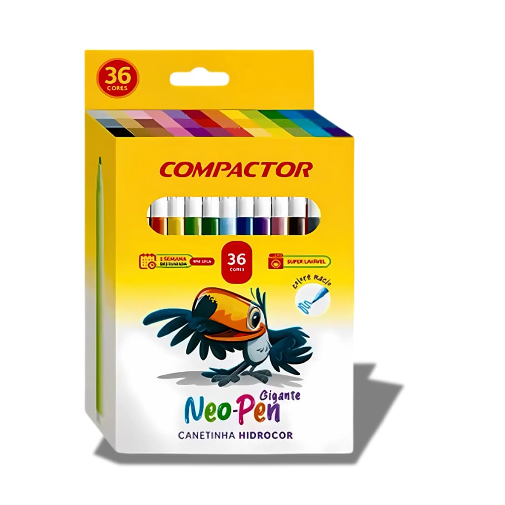 36 Canetinhas Hidrográficas Compactor Neo Pen Original Gigante