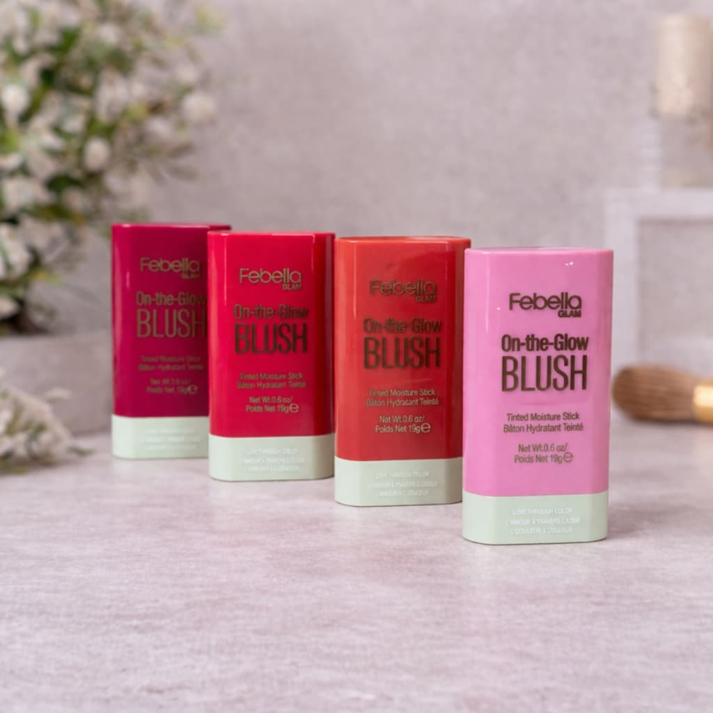 Blush Stick Febella On The Glow Vegano Alta Pigmentação Longa Duração Efeito Glow Natural