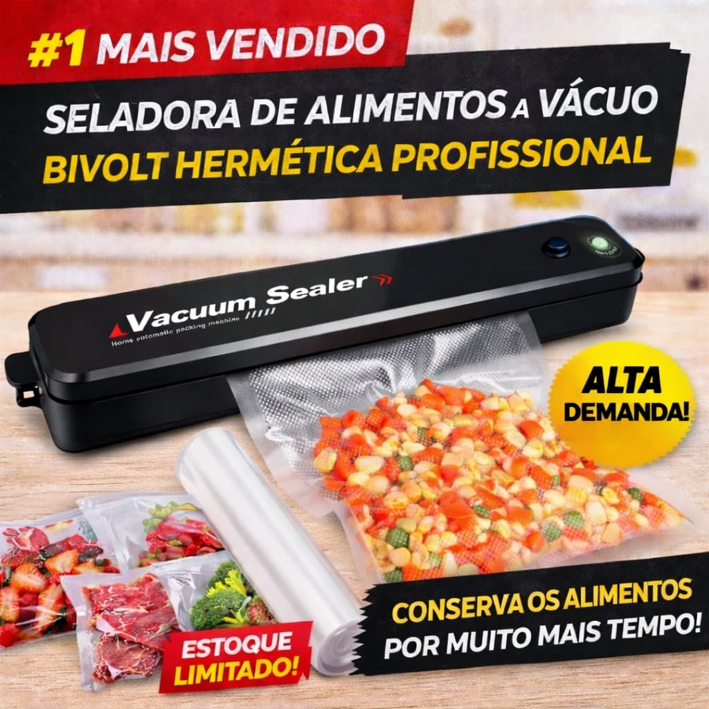 Seladora a Vácuo Bivolt Alimentos Profissional Hermética Alta Conservação Estoque Limitado