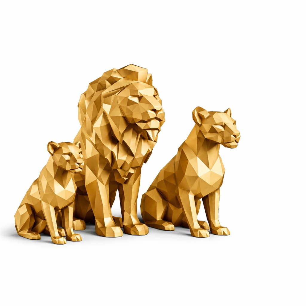 Kit Leão Família Decorativo Luxo Sala Escritório Presente Sofisticado Premium