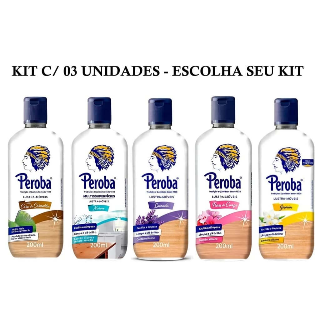 Lustra Móveis 200ml Peroba Várias Fragrâncias (Kit 3 unidades)