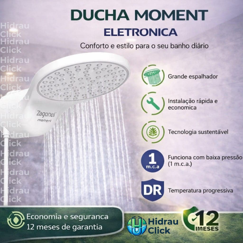 CHUVEIRO ELÉTRICO DUCHA MOMENT ELETRONICA BRANCO ZAGONEL