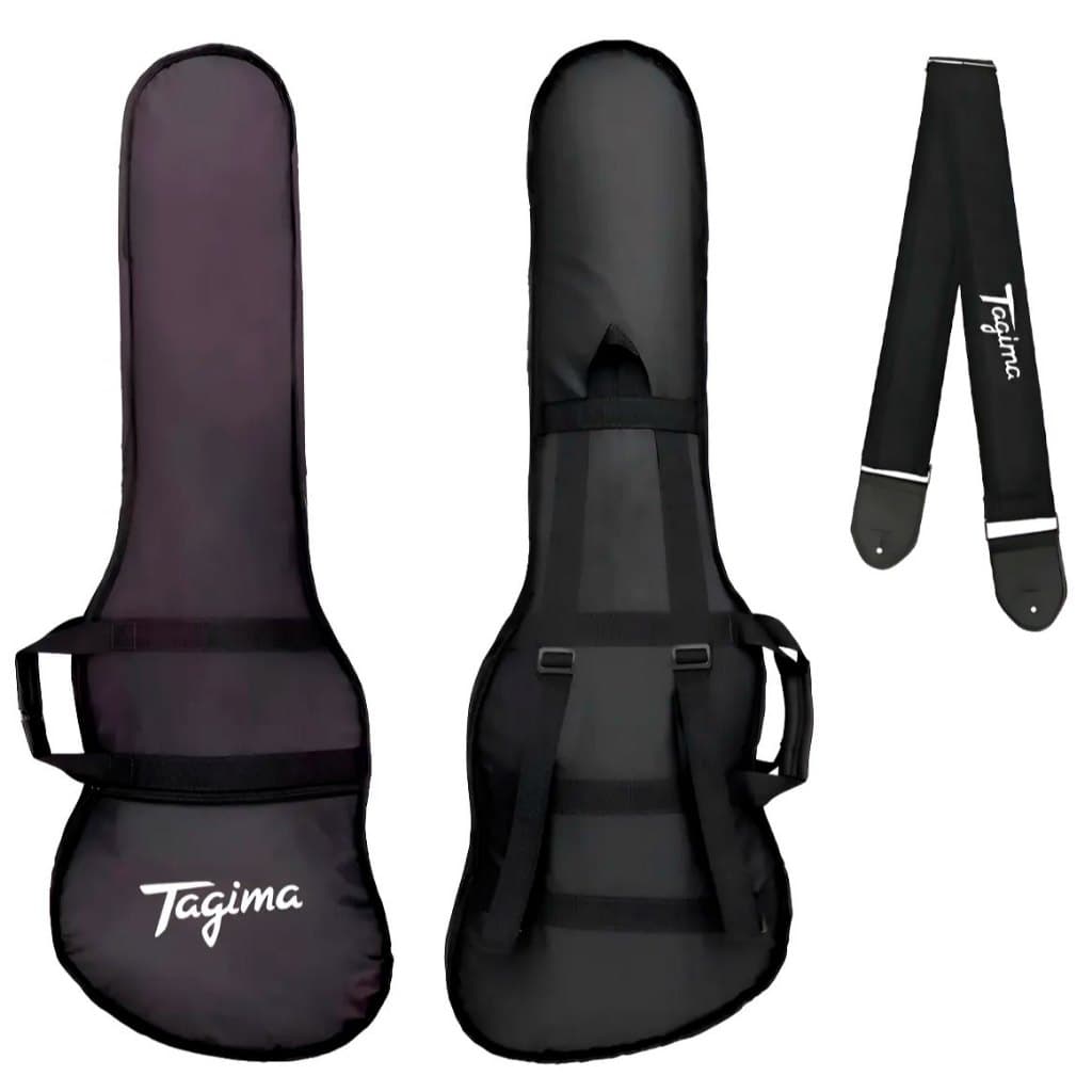 BAG CAPA ALMOFADADA PARA CONTRA BAIXO TAGIMA COM ALÇAS E BOLSO C/ ALÇA TAGIMA