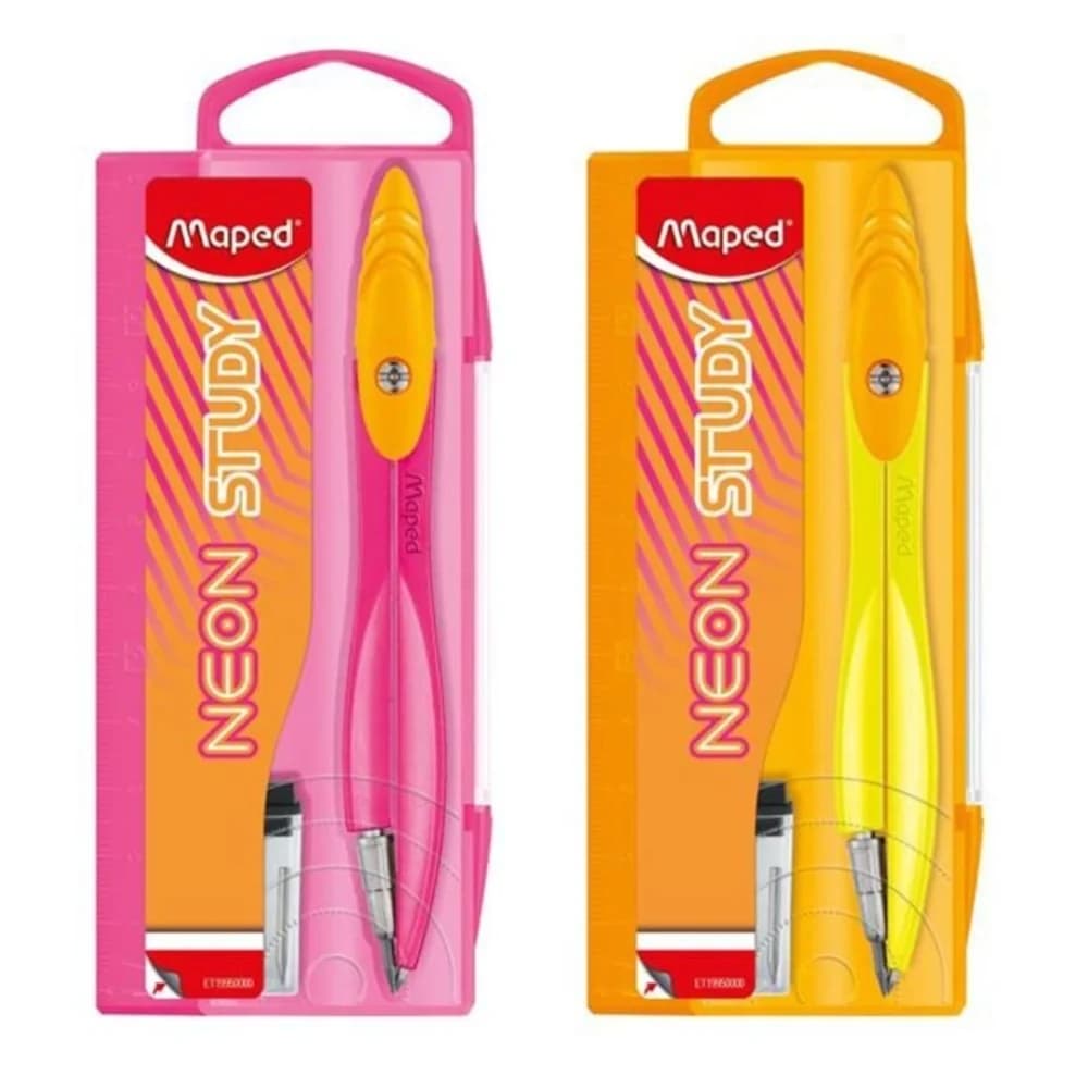 Compasso Com Estojo e Refil Neon Study MAPED -  Escolha a Cor