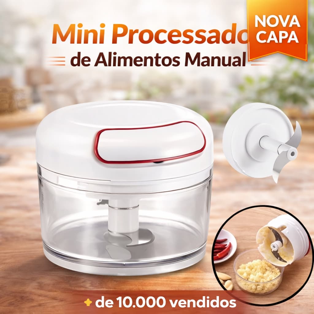1 ou 2 Processadores Alimentos Portátil Manual Resistente 2 Laminas Triturador Moedor Multifuncional