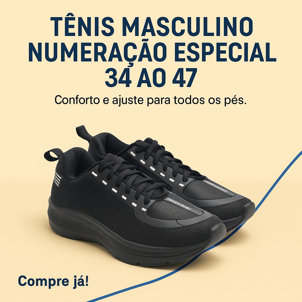Tênis Casual Masculino | Conforto e Ajuste para Seus Pés Numeração Especial 34 ao 47 | COMPRE JÁ!