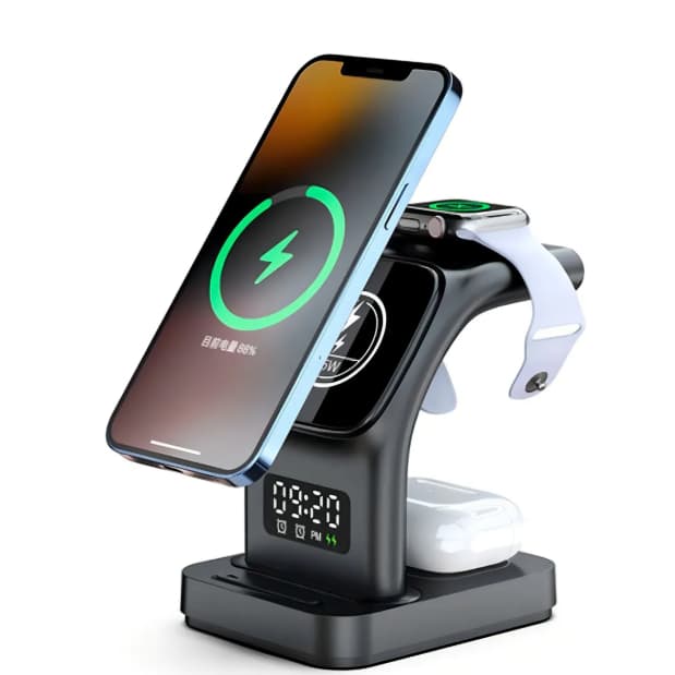 Carregador por Indução 3 em 1 Sem Fio | Celular + Smartwatch + Fone | Estação de Carregamento