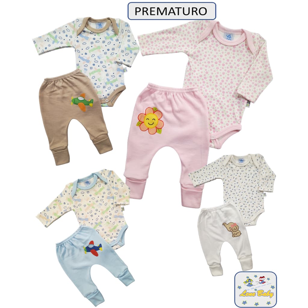 Conjunto para bebê Prematuro e Boneca Reborn Body com Aplicação e Culote Estampado LENE BABY